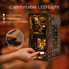 Decorative LED light box with a touch switch, shown being operated by a hand.