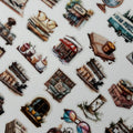 Pattern of small illustrations on a white background