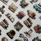 Pattern of small illustrations on a white background