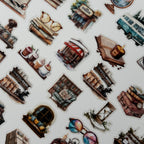 Pattern of small illustrations on a white background