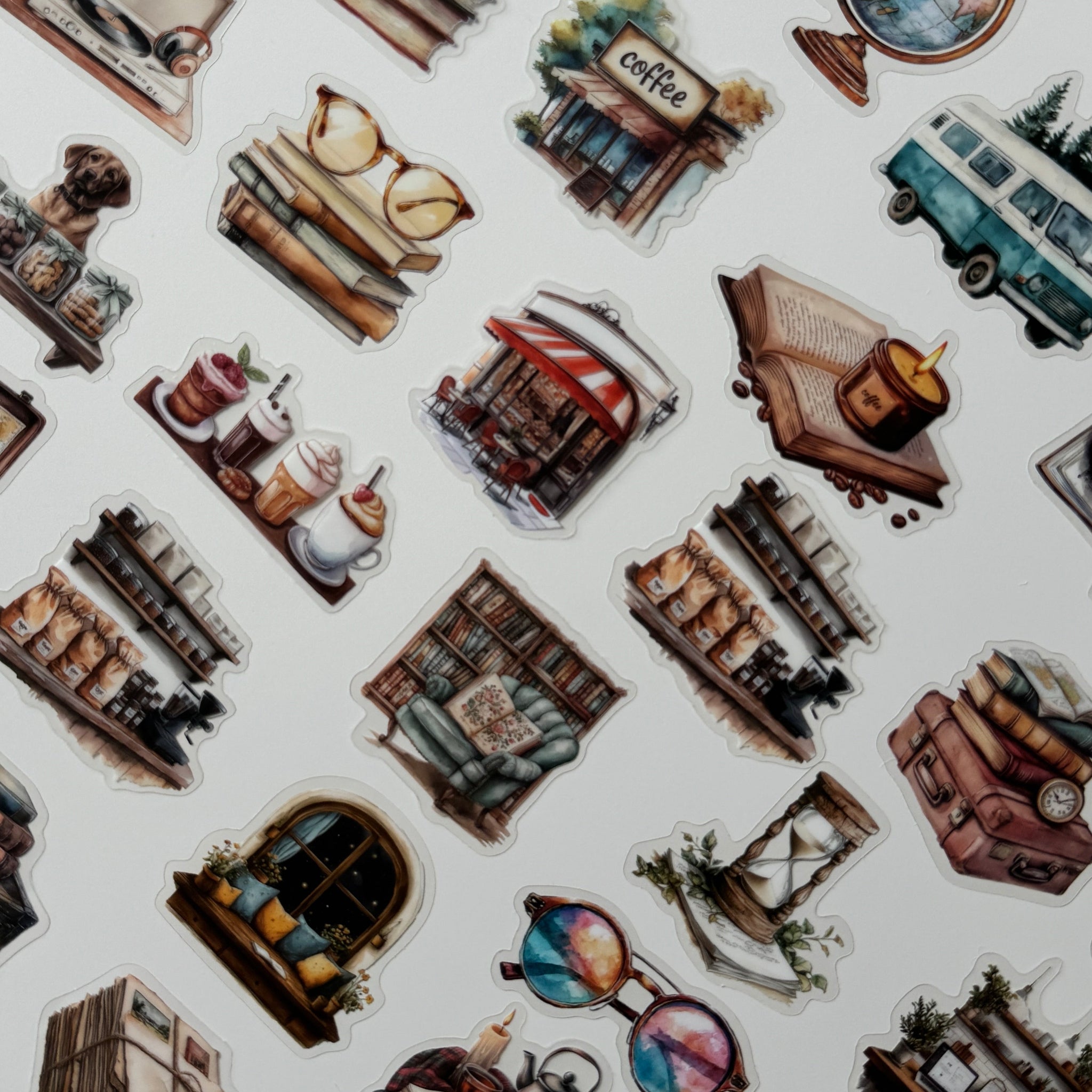 Pattern of small illustrations on a white background