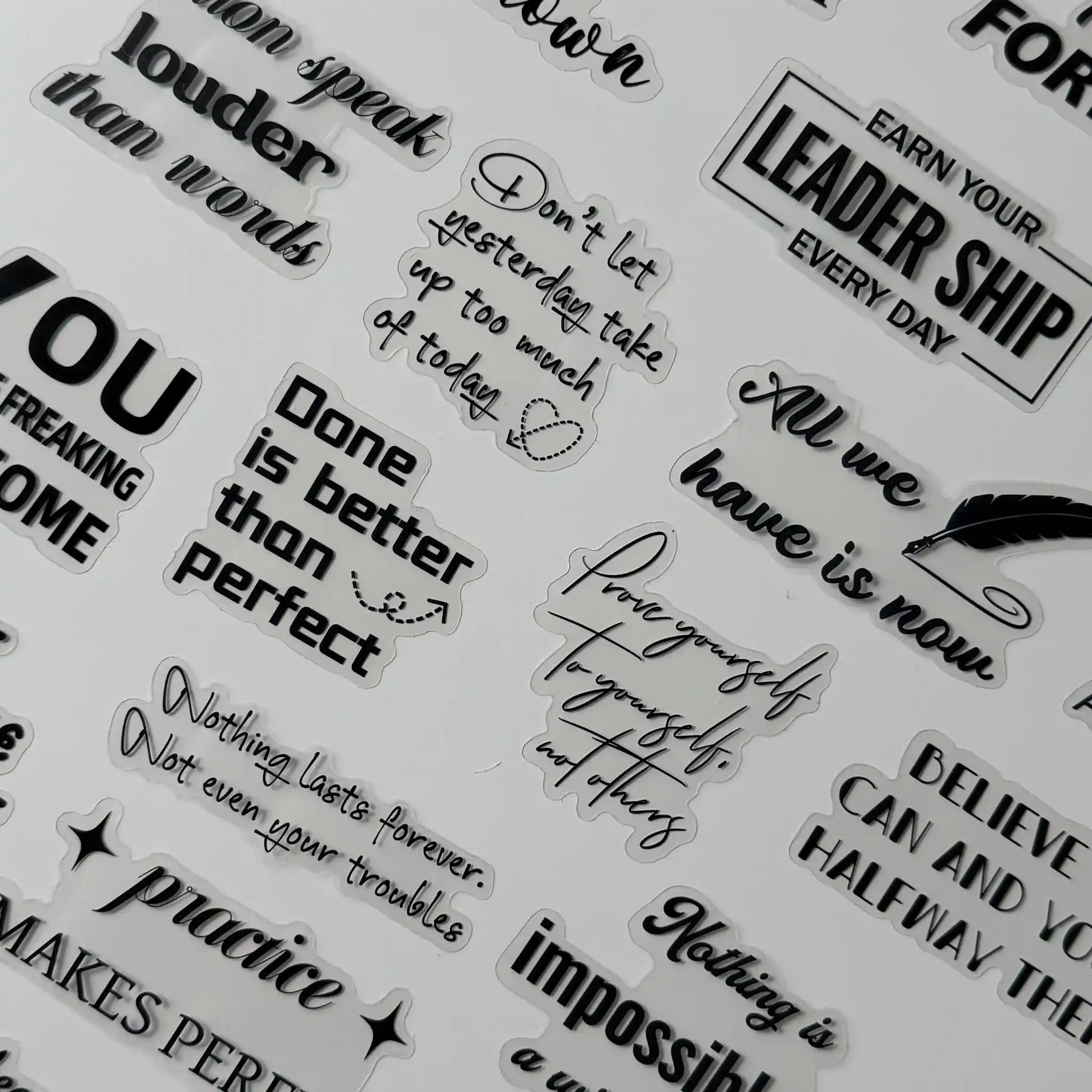 Motivational quotes on a white background