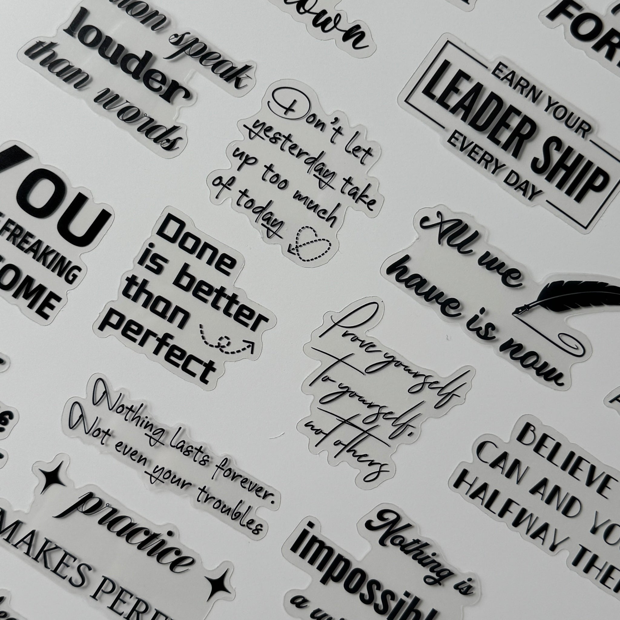 Motivational quotes on a white background