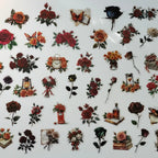Collection of floral and decorative stickers on a white background