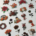 Collection of floral and decorative stickers on a white background