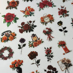 Collection of floral and decorative stickers on a white background