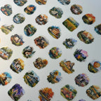Collection of scenic stickers on a white background