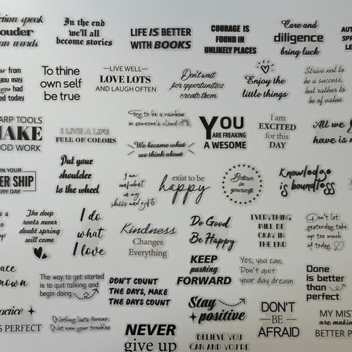 Motivational phrases on a textured white background