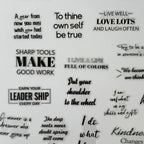 Collection of motivational phrases on a white background